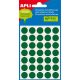 Etikett, 13 mm kör, kézzel írható, színes, APLI, zöld 175 etikett/csomag (LCA2058)