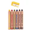 Színes ceruza készlet, vastag, hegyezővel, 3 az 1-ben, APLI Kids Baby Crayon, 6 különböző szín (LCA20635)