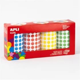   Kerek matricák, 10,5 mm, APLI Kids Stickers, 4 tekercs, vegyes színek (LCA20688)