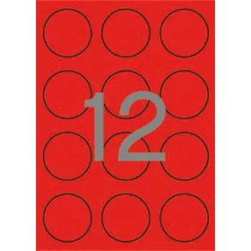   Etikett, 60 mm kör, színes, APLI, neon piros, 240 etikett/csomag (LCA2868)