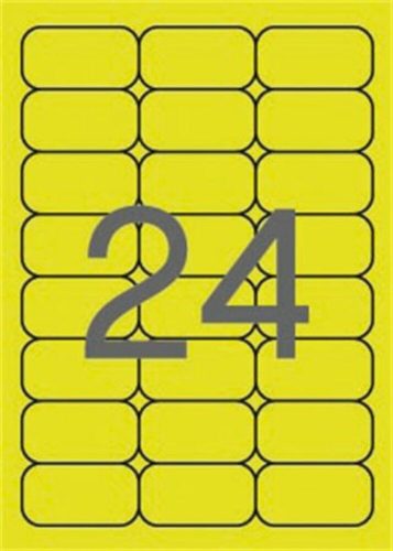 Etikett, 64x33,9 mm, színes, kerekített sarkú, APLI, neon sárga, 480 etikett/csomag (LCA2870)