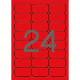   Etikett, 64x33,9 mm, színes, kerekített sarkú, APLI, neon piros, 480 etikett/csomag (LCA2872)