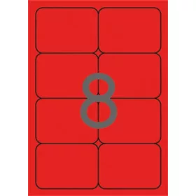   Etikett, 99,1x67,7 mm, színes, kerekített sarkú, APLI, neon piros, 160 etikett/csomag (LCA2876)