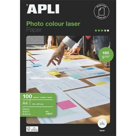 Fotópapír, lézer, A4, 160 g, fényes, kétoldalas, APLI Premium Laser (LEAA11817)