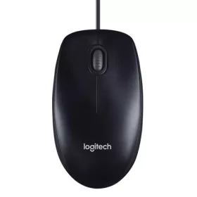   Egér, vezetékes, optikai, normál méret, USB, LOGITECH M100, fekete (LGEM100B)
