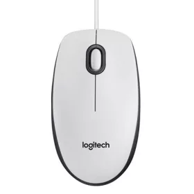   Egér, vezetékes, optikai, normál méret, USB, LOGITECH M100, fehér (LGEM100W)