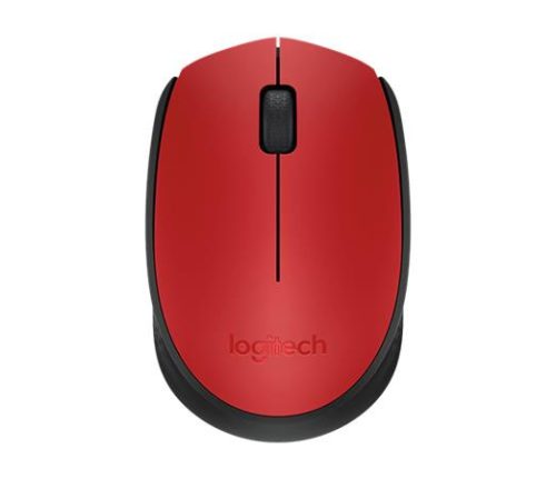 Egér, vezeték nélküli, optikai, közepes méret, USB, LOGITECH M171, piros (LGEM171R)