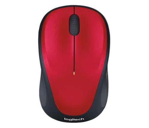 Egér, vezeték nélküli, optikai, közepes méret, USB, LOGITECH M235, piros (LGEM235GK)