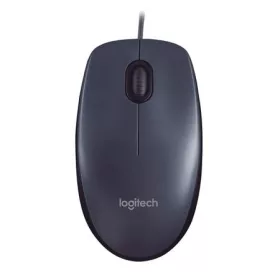   Egér, vezetékes, optikai, normál méret, USB, LOGITECH M90, sötétszürke (LGEM90G)