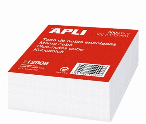 Kockatömb, 100x100 mm, ragasztott, APLI, fehér (LNP12909)