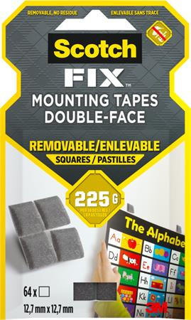Ragasztó négyzetek, kétoldalas, eltávolítható, 12,7x12,7 mm, 3M SCOTCH Removable (LP108ST64)