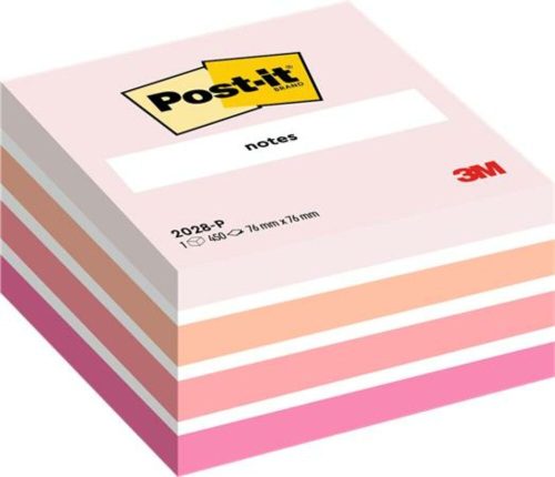Öntapadó jegyzettömb, 76x76 mm, 450 lap, 3M POSTIT, aquarell pink (LP2028P)