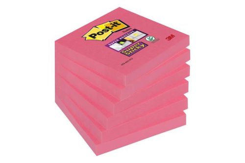 Öntapadó jegyzettömb, 76x76 mm, 6x90 lap, 3M POSTIT Super Sticky, rózsaszín (LP6546SSPO6)