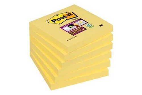 Öntapadó jegyzettömb, 76x76 mm, 90 lap, 3M POSTIT Super Sticky, kanári sárga (LP654SSCY)