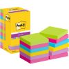 Öntapadó jegyzettömb, 76x76 mm, 12x90 lap, 3M POSTIT Super Sticky, vegyes (LP654SUC)