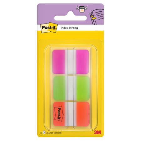 Jelölőcímke, műanyag, megerősített, 3x22 lap, 25x38 mm, 3M POSTIT, vegyes (LP686PGO)
