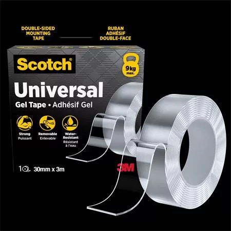 Ragasztószalag, kétoldalas, erős, 30 mm x 3 m, 3M SCOTCH Universal Gel, átlátszó (LPGT3030)