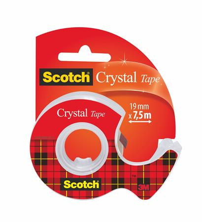 Ragasztószalag, adagolón, kézi, 19 mm x 7,5 m, 3M SCOTCH Crystal (LPM61975D)