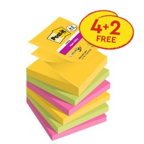   Öntapadó jegyzettömb, Z, 76x76 mm, 4+2x90 lap, 3M POSTIT Carnival, vegyes (LPR33042SSR)