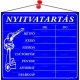 Információs tábla, 20x17,5 cm, Nyitvatartás, kék (LUIN004)