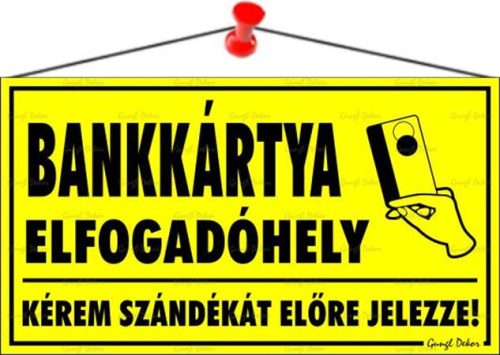Információs tábla, 22,5x12,5 cm, Bankkártya elfogadóhely (LUIN020)