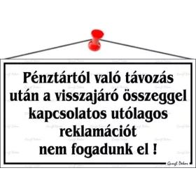   Információs tábla, 22,5x12,5 cm, Pénztártól való távozás után…, fehér (LUIN030)