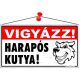 Információs tábla, 22,5x12,5 cm, Vigyázz! Harapós kutya! (LUIN033)