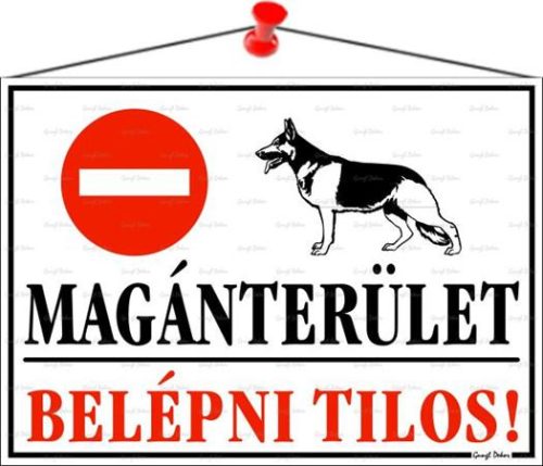 Információs tábla, 35x25 cm, Magánterület, belépni tilos! (LUIN036)