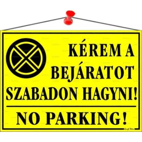   Információs tábla, 35x25 cm, Kérem a bejáratot szabadon hagyni!, sárga (LUIN041)