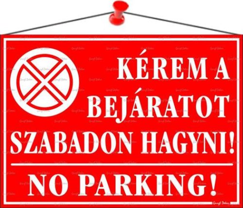 Információs tábla, 35x25 cm, Kérem a bejáratot szabadon hagyni!, piros (LUIN042)