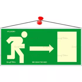   Információs tábla, 25x11,5 cm, fluoreszkáló, utánvilágítós, Menekülési irány jobbra (LUIN057)