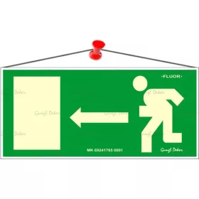   Információs tábla, 25x11,5 cm, fluoreszkáló, utánvilágítós, Menekülési irány balra (LUIN058)