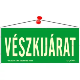   Információs tábla, 25x11,5 cm, fluoreszkáló, utánvilágítós, Vészkijárat (LUIN061)