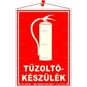   Információs tábla, 12,5x17,5 cm, fluoreszkáló, utánvilágítós, Tűzoltókészülék (LUIN062)