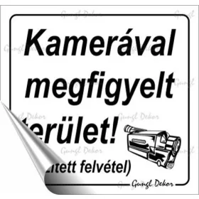   Információs matrica, 8,7x8,3 cm, Kamerával megfigyelt terület (LUIN071)