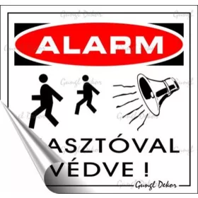   Információs matrica, 8,7x8,3 cm, Riasztóval védve (LUIN073)