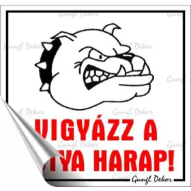   Információs matrica, 8,7x8,3 cm, Vigyázz a kutya harap! (LUIN075)