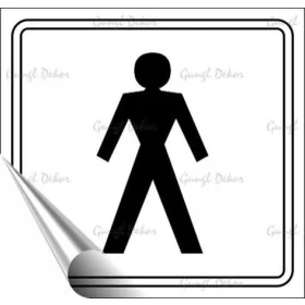   Információs matrica, 8,7x8,3 cm, toalett, férfi szimbólum, fehér/fekete (LUIN078)