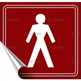   Információs matrica, 8,7x8,3 cm, toalett, férfi szimbólum, burgundi vörös/fehér (LUIN079)