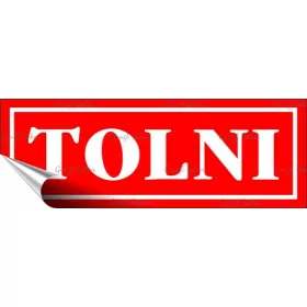 Információs matrica, 14x5 cm, Tolni, piros (LUIN091)