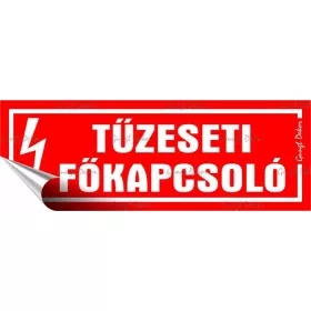   Információs matrica, 14x5 cm, Tűzeseti főkapcsoló (LUIN092)