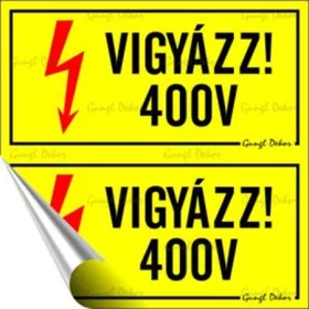 Információs matrica, 10x10 cm, 400 V (LUIN096)