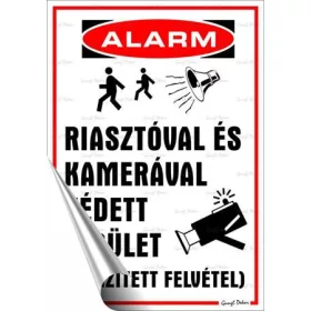   Információs matrica, 25x17,5 cm, Riasztóval és kamerával védett terület (LUIN104)