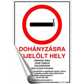   Információs matrica, 21x30 cm, Dohányzásra kijelölt hely (LUIN109)