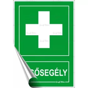 Információs matrica, 11,6x16,6 cm, Elsősegély (LUIN112)
