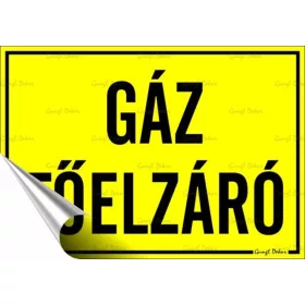   Információs matrica, 11,6x16,6 cm, Gáz főelzáró (LUIN113)