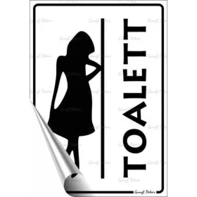 Információs matrica, 11,6x16,6 cm, Női toalett (LUIN118)