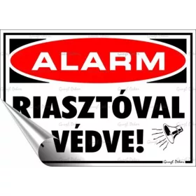   Információs matrica, 11,6x16,6 cm, Riasztóval védve (LUIN120)