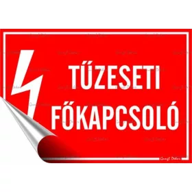   Információs matrica, 11,6x16,6 cm, Tűzeseti főkapcsoló (LUIN122)