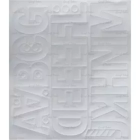   Öntapadós matrica, 5 cm-es, betűlap, ABC első fele, fehér (LUIN135)